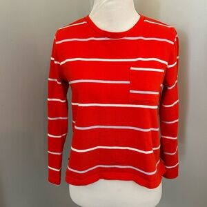Banana Republic Red Striped Long Sleeved Pocket Tee